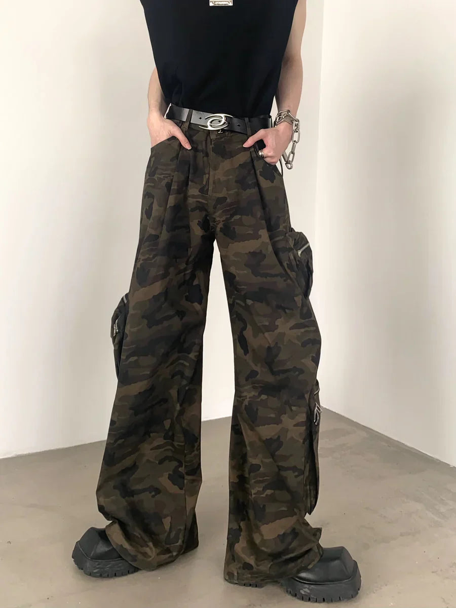 CAMOUFLAGE WIDE LEG POCKETS WORK PANTS FE0402