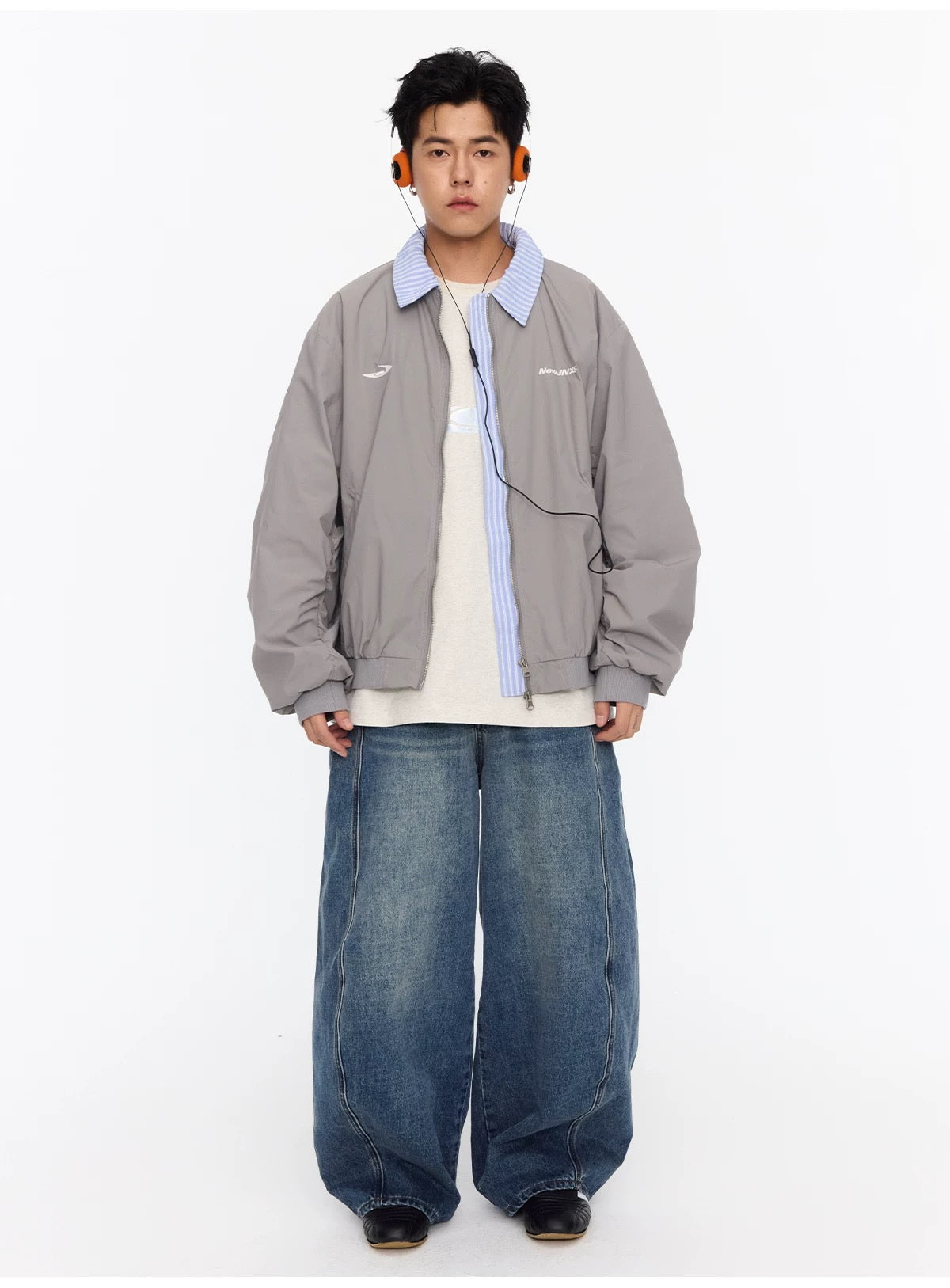Men’s Vintage Embroidered Layered Baseball Jacket – Retro Streetwear Bomber Coat FE0017
