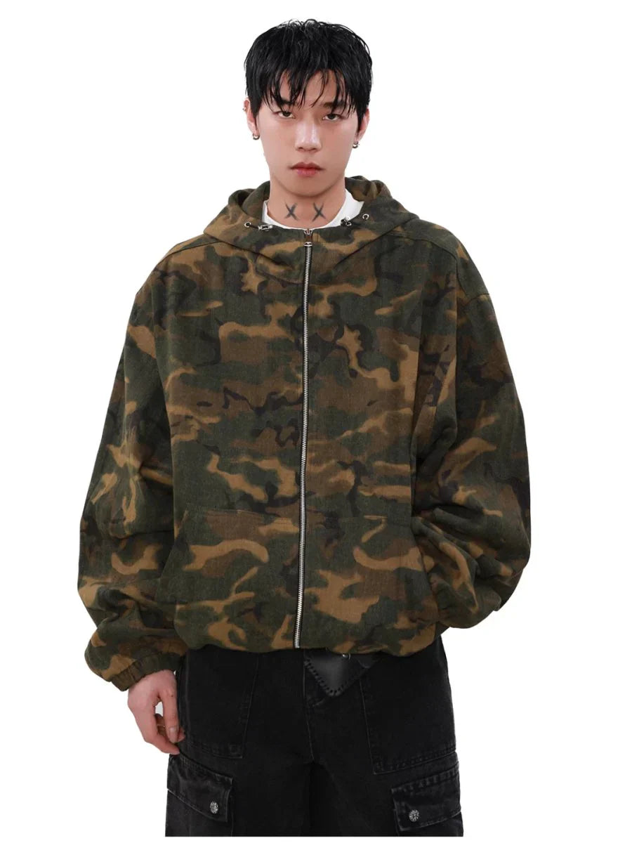LOOSE ZIPPER HOODED JACKET FE0123