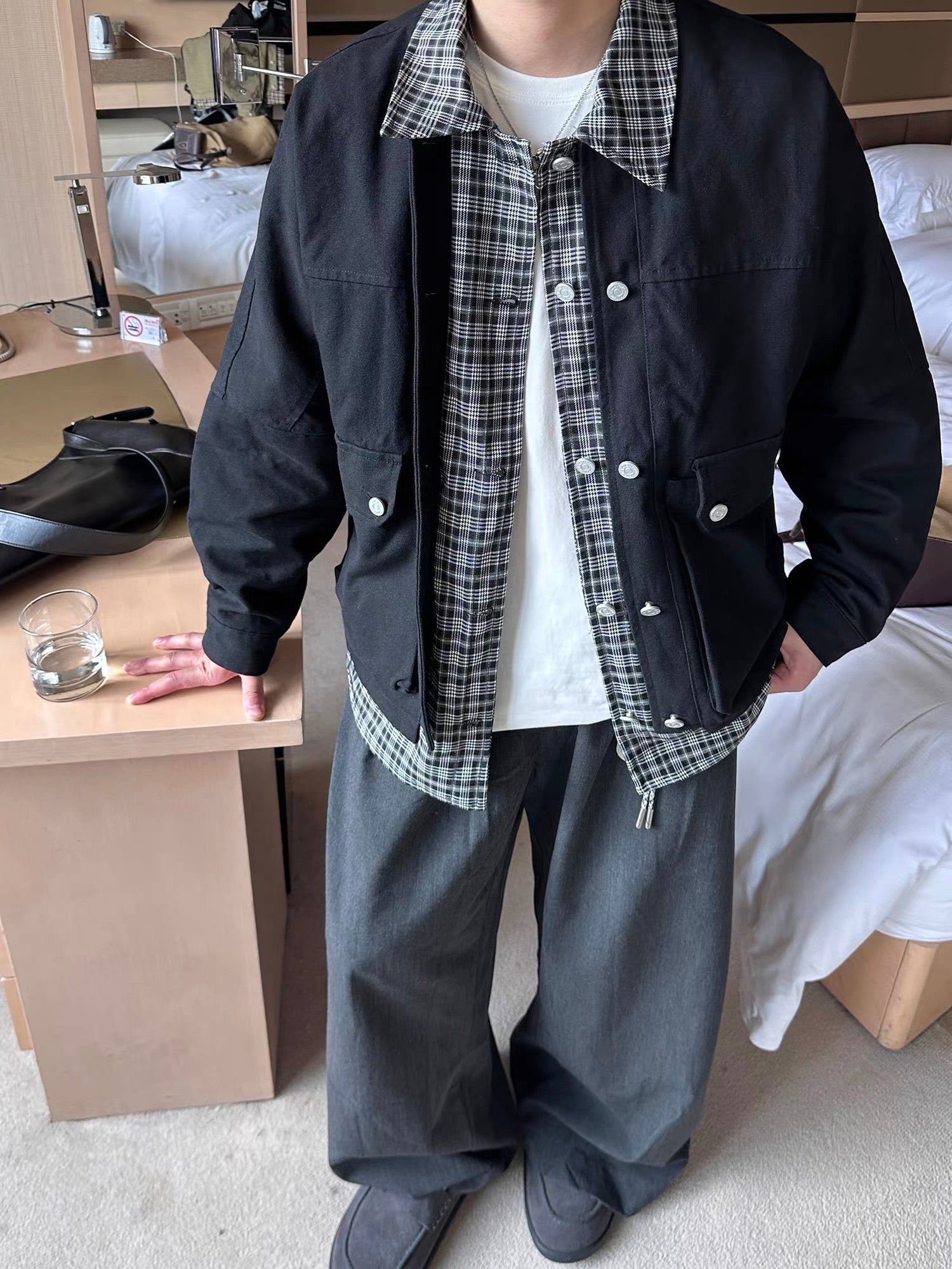 PLAID LAYERED WORK JACKET FE0496