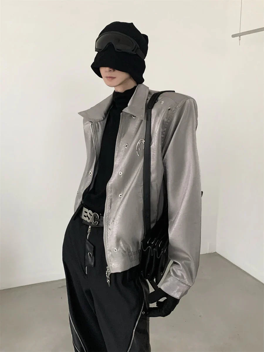 SHOULDER PADS SILHOUETTE LAPEL SHORT JACKET FE0466