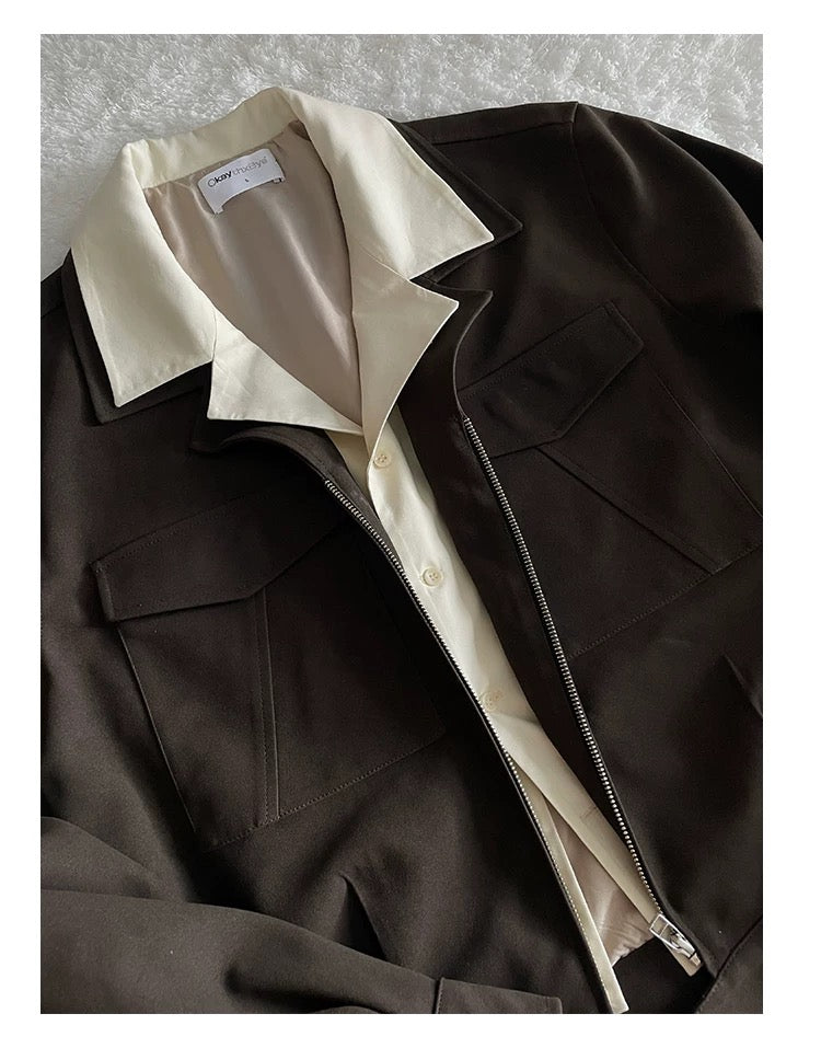Men’s Deconstructed Layered Jacket – Vintage Minimal Street Outerwear FE0034