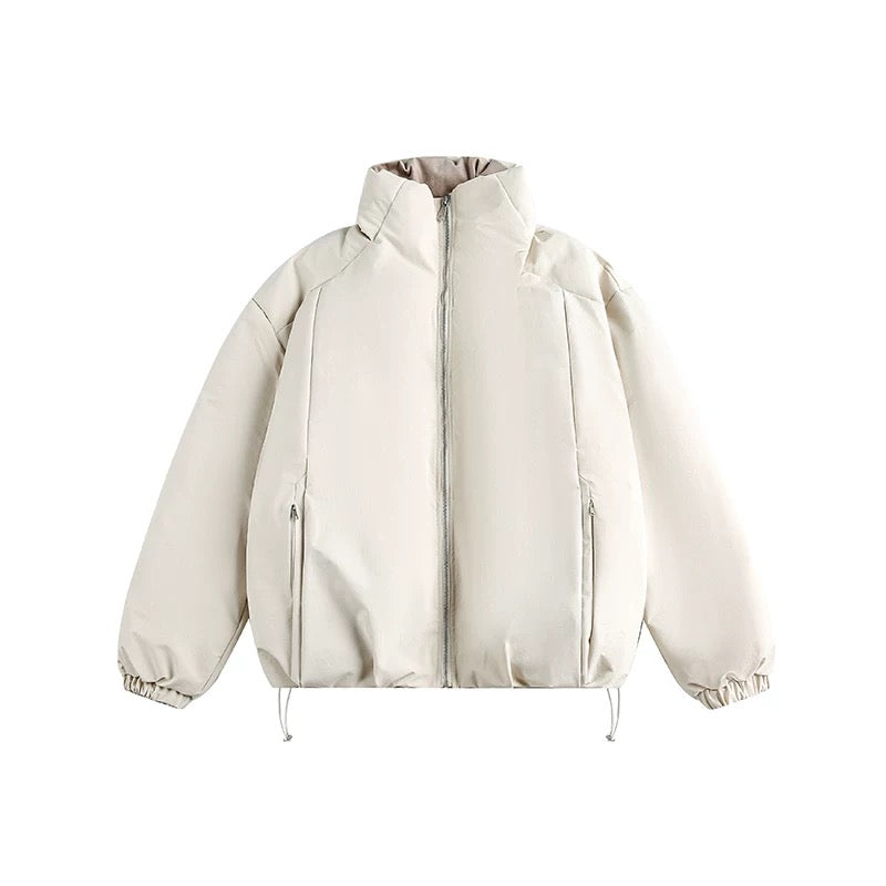 Men’s White Duck Down Stand Collar Puffer Jacket – Minimal Warm Winter Outerwear FE0039