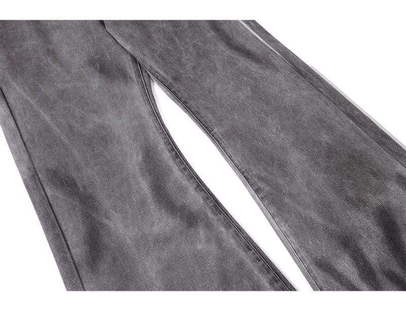 Men’s Smoke Washed Vintage Jeans – Distressed American Street Denim Pants FE0311