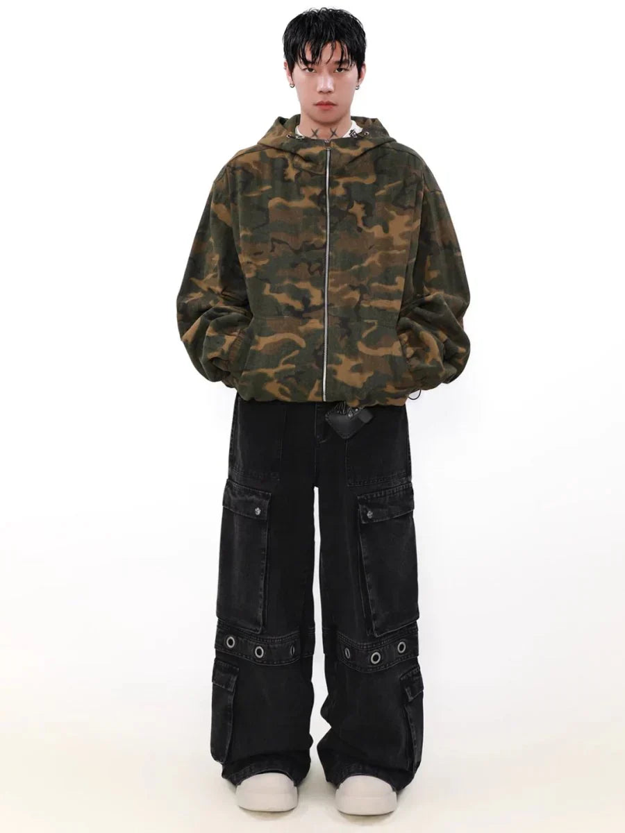 LOOSE ZIPPER HOODED JACKET FE0123