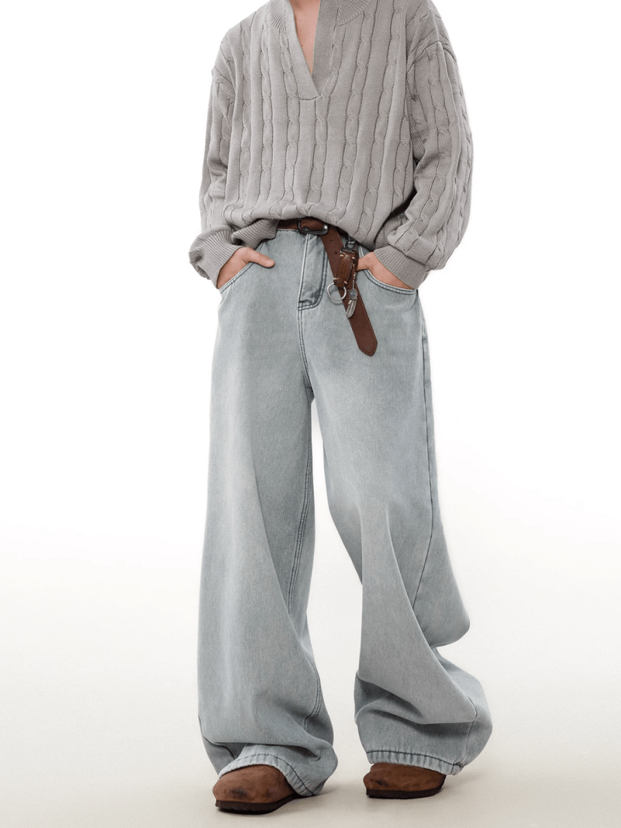 loose straight washed jeans FE0442