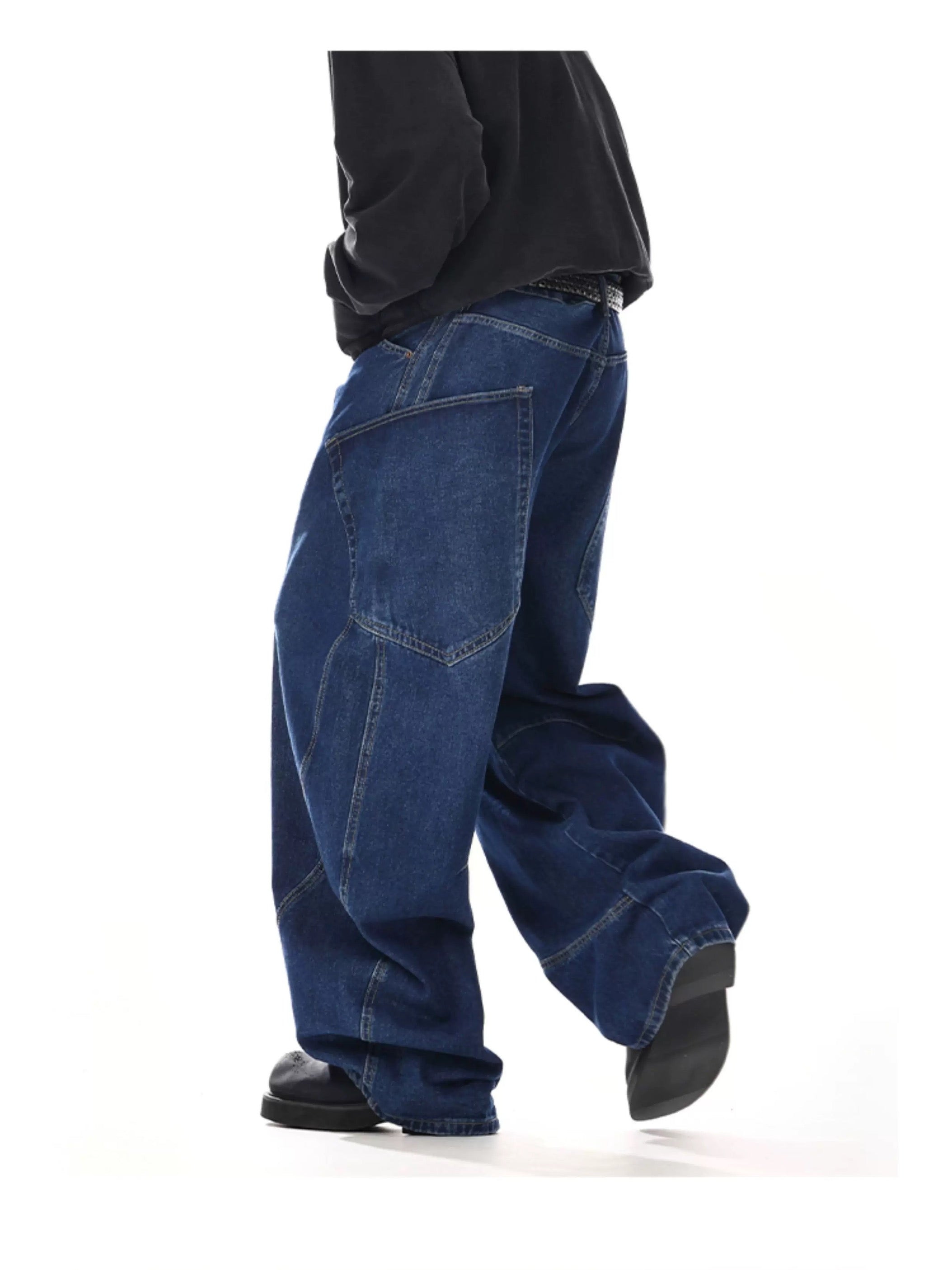 Vintage American Multi-Pocket Jeans – Loose Fit Workwear Street Denim Pants FE0050