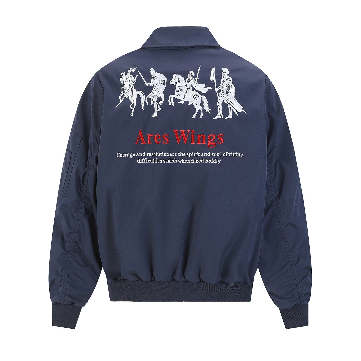 Men’s Embroidered Warhorse Letterman Bomber Jacket – American Street Vintage Flight Jacket FE0004