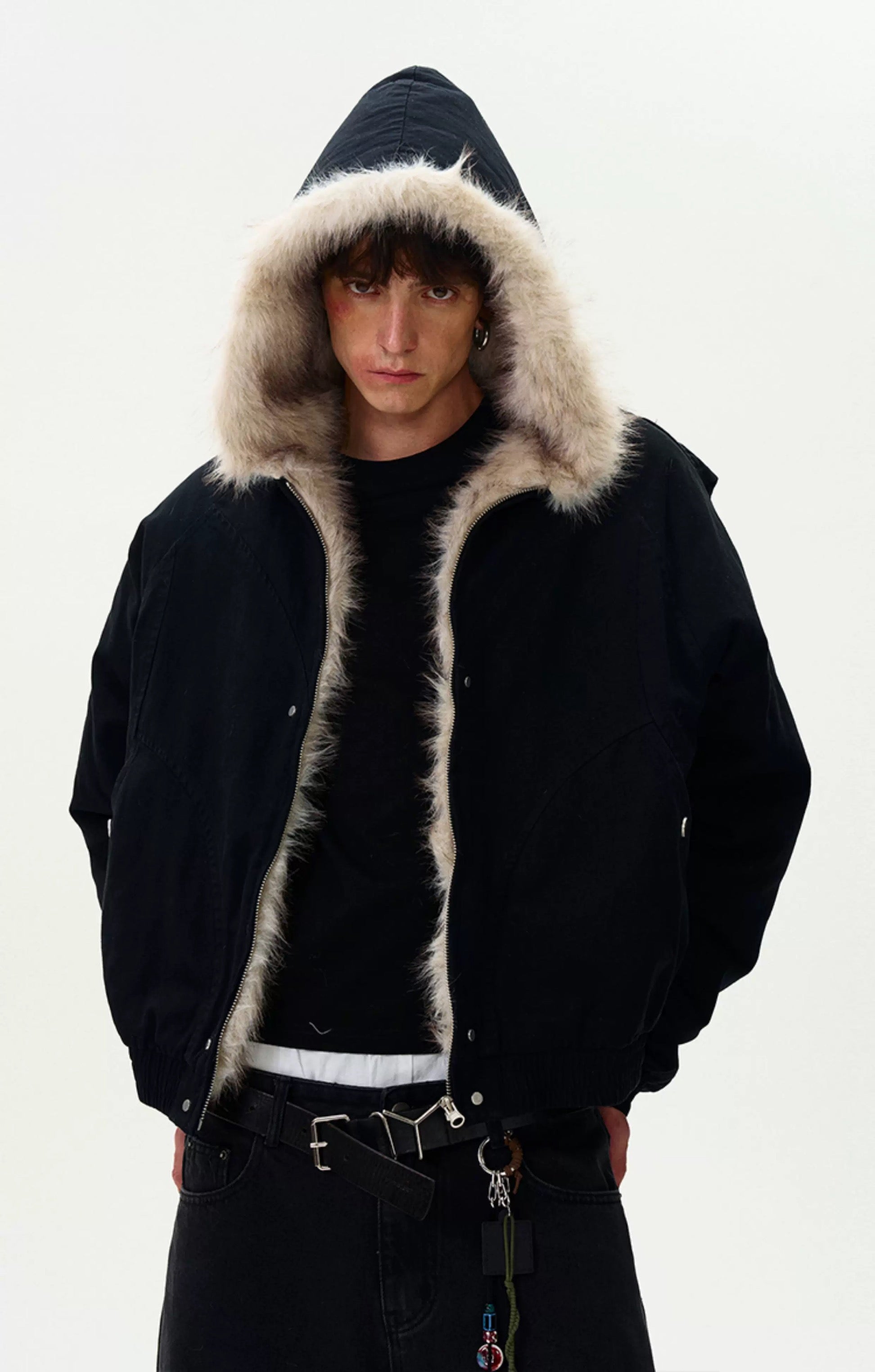 American Vintage Deconstructed Fleece-Lined Jacket – Retro Streetwear Outerwear FE0067