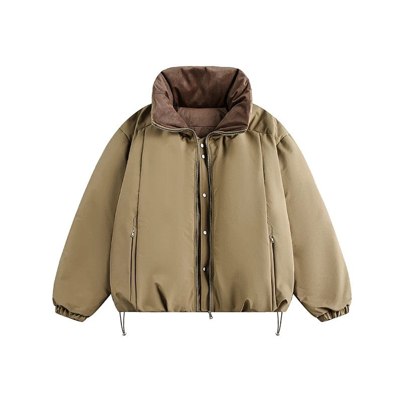 Men’s White Duck Down Stand Collar Puffer Jacket – Minimal Warm Winter Outerwear FE0039