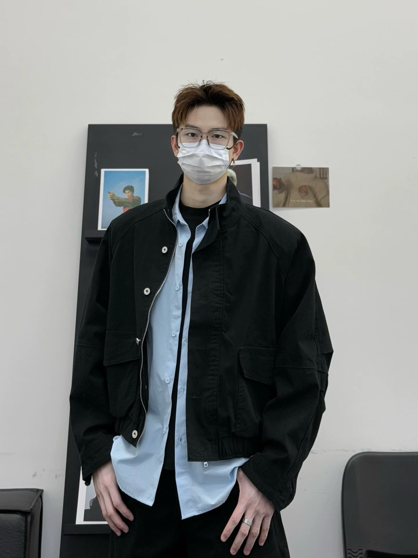 Men’s Short Utility Stand Collar Jacket – Vintage Workwear Streetwear Outerwear FE0051