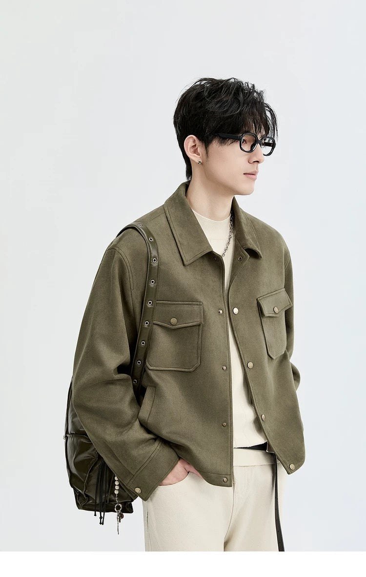 Men's Retro Premium Faux Suede Lapel Jacke FE0275