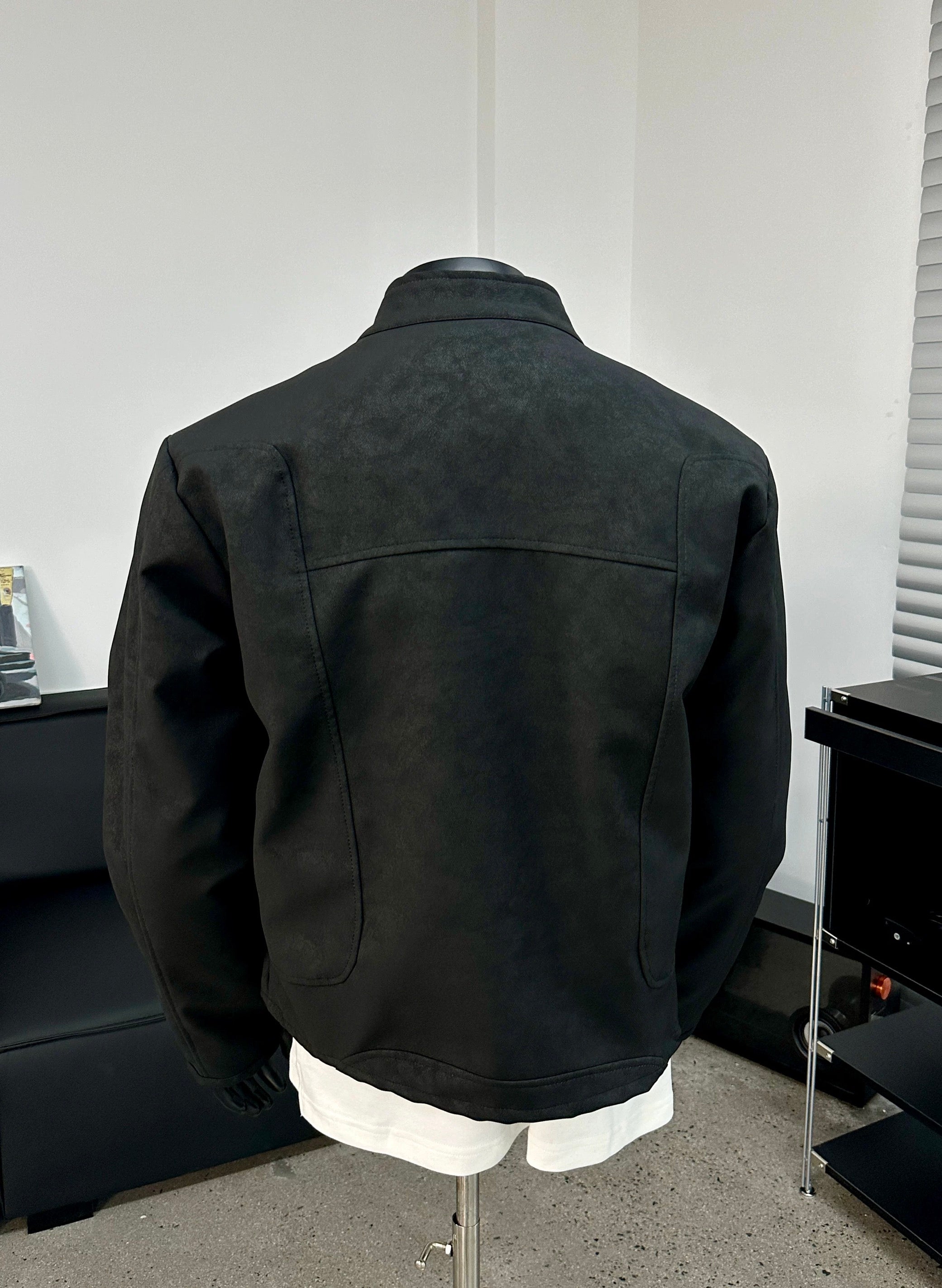 Men’s Deconstructed Patchwork Stand Collar Jacket – American Retro Street Outerwear FE0036
