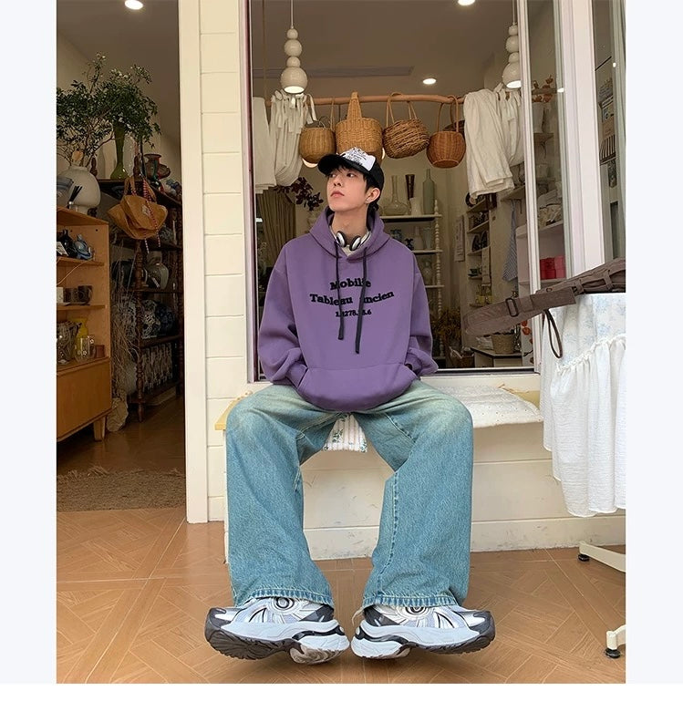 Men’s Vintage Brushed Embroidery Hoodie FE0334