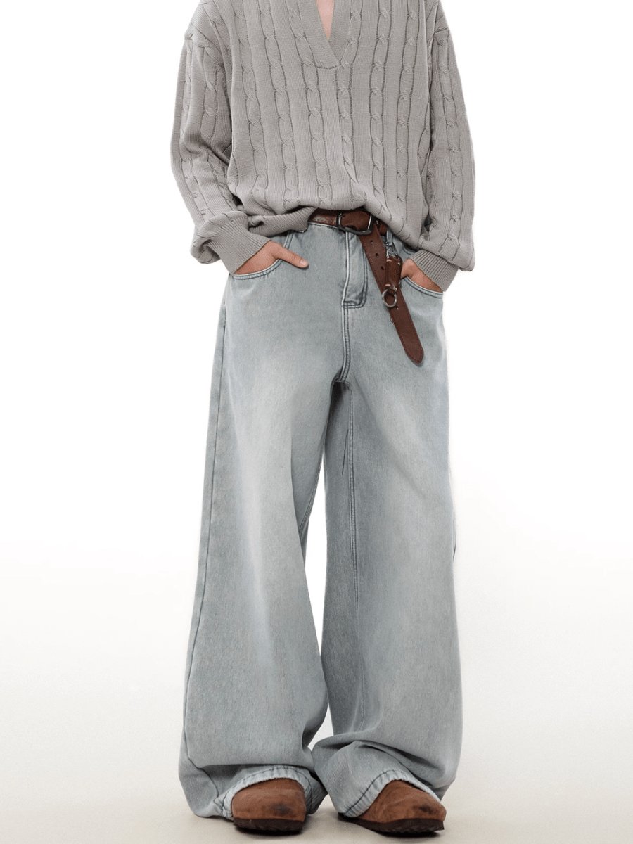 loose straight washed jeans FE0442