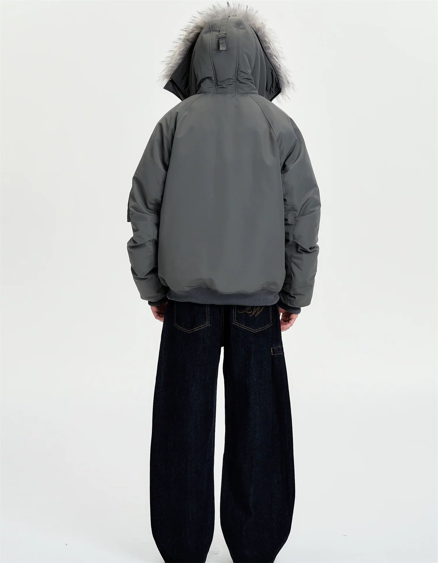 Detachable Fur Hooded Parka – Vintage American Winter Cotton Jacket FE0345
