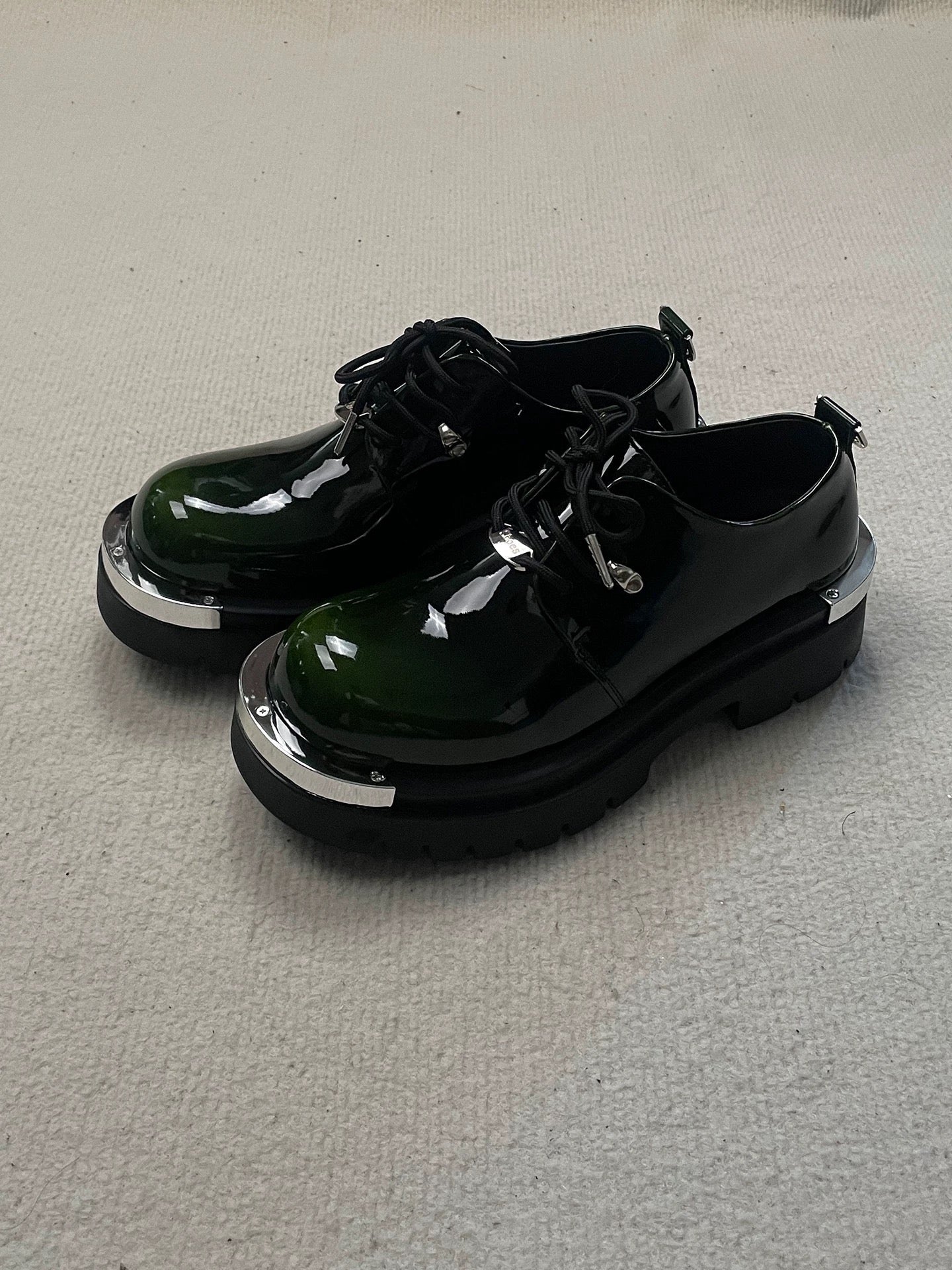 Men’s Patent Leather Chunky Derby Loafers Slip-On Dress Shoes Thick Sole Elevator Casual Business Shoes S0014