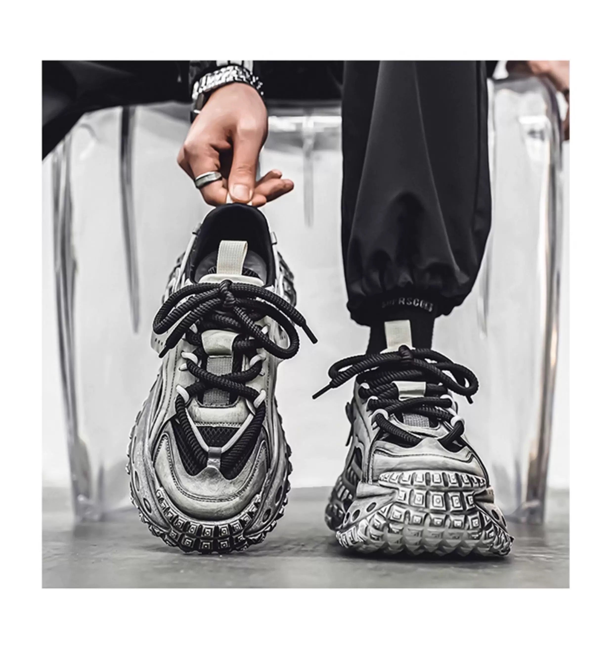 Men’s 2025 New Chunky Sneakers Tire Sole Platform Dad Shoes Fashion Street Style Casual Running ShoesS0016