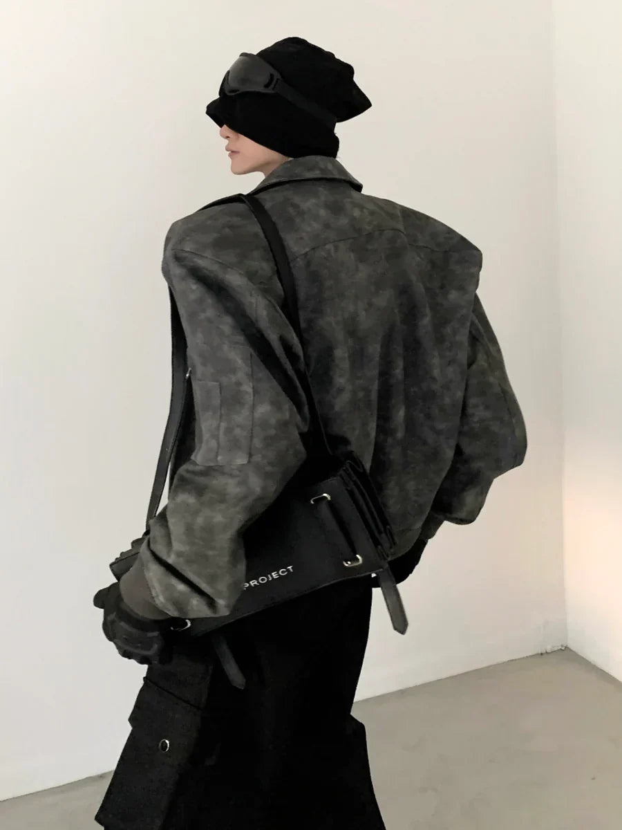 WASHED FROSTED LEATHER JACKET FE0464