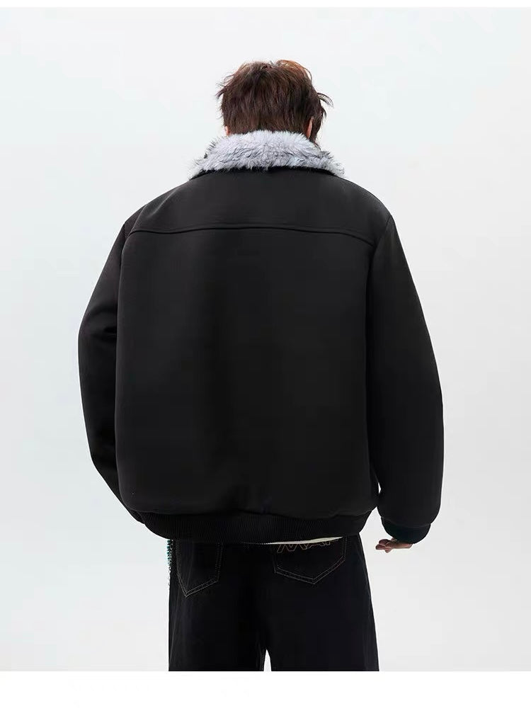 Men’s High-Neck Plush Fur Winter Jacket FE0355