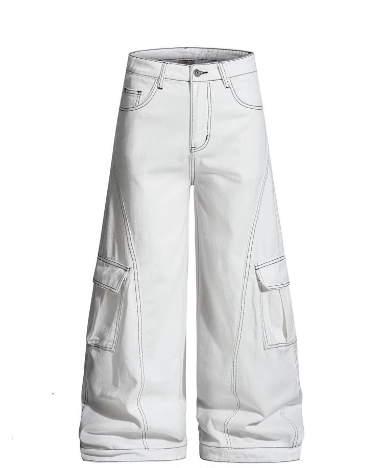 American Curved Wide-Leg Streetwear Trousers FE0297