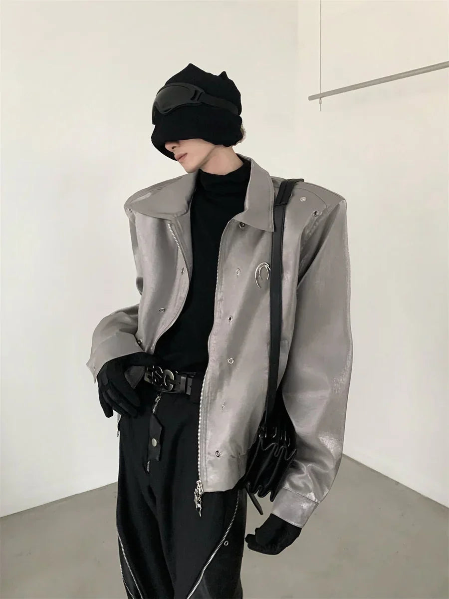SHOULDER PADS SILHOUETTE LAPEL SHORT JACKET FE0466