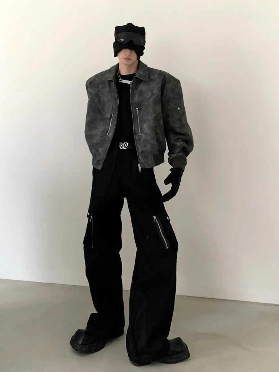WASHED FROSTED LEATHER JACKET FE0464