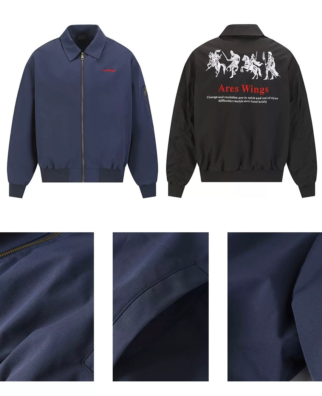 Men’s Embroidered Warhorse Letterman Bomber Jacket – American Street Vintage Flight Jacket FE0004