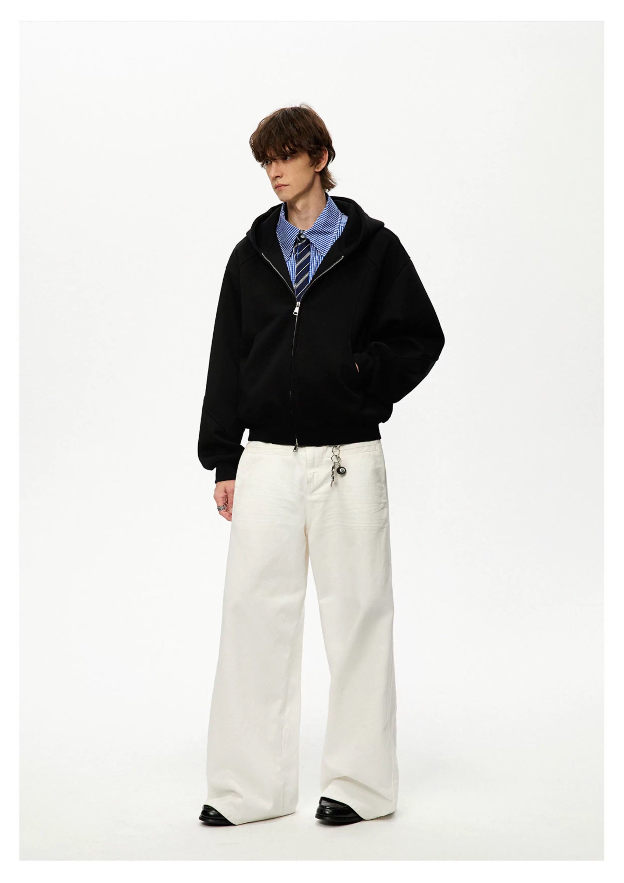 Men’s Cropped Zip-Up Hoodie – American Street Minimal Short Hoodie Jacket FE0003
