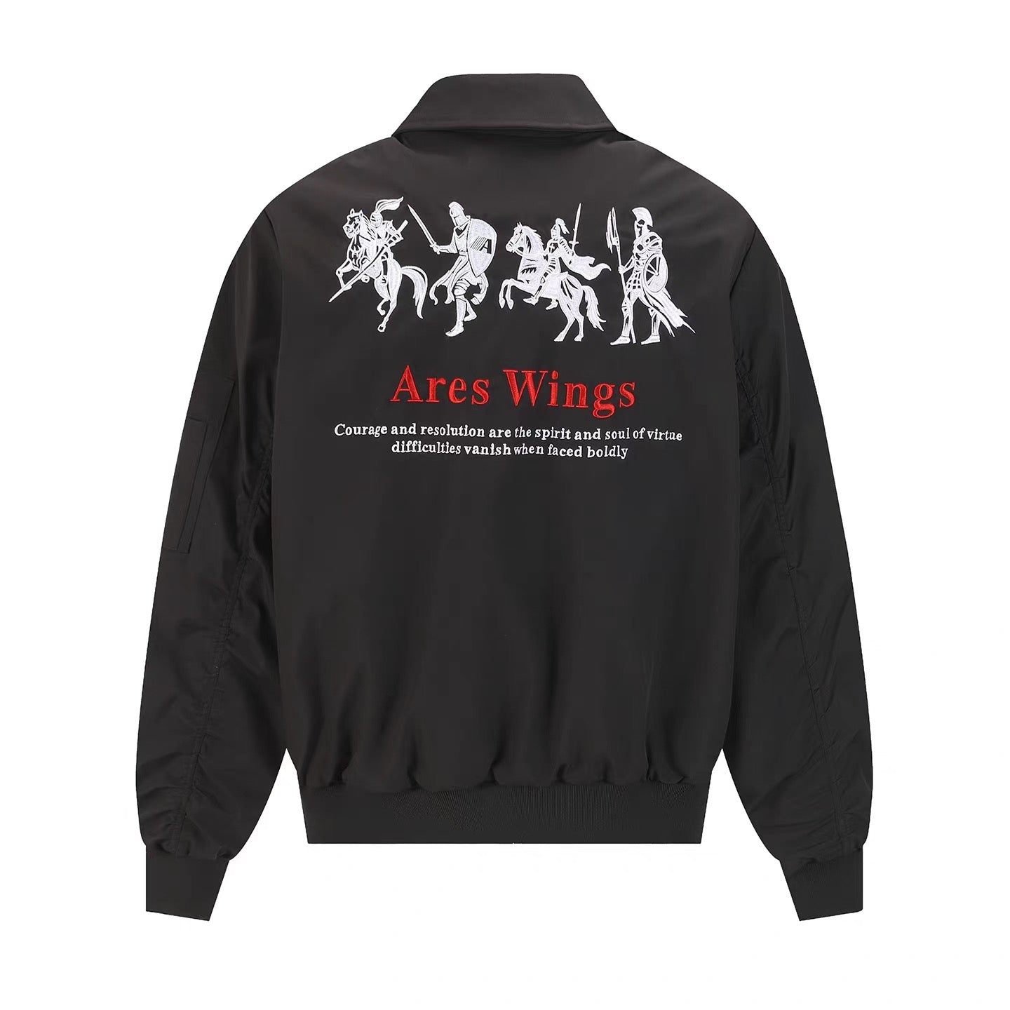 Men’s Embroidered Warhorse Letterman Bomber Jacket – American Street Vintage Flight Jacket FE0004