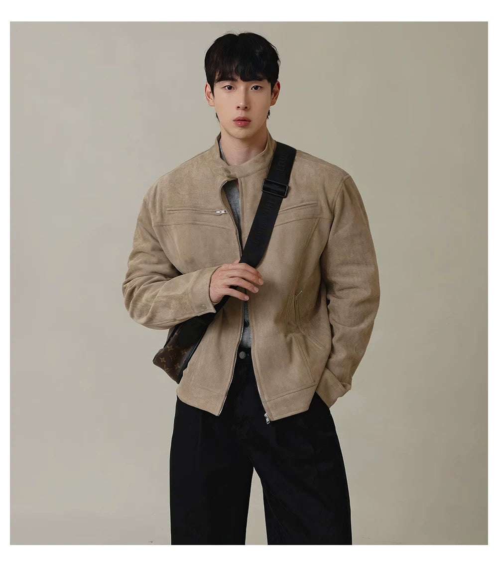 American Stand Collar Jacket – Vintage Streetwear Short Coat for Men FE0340