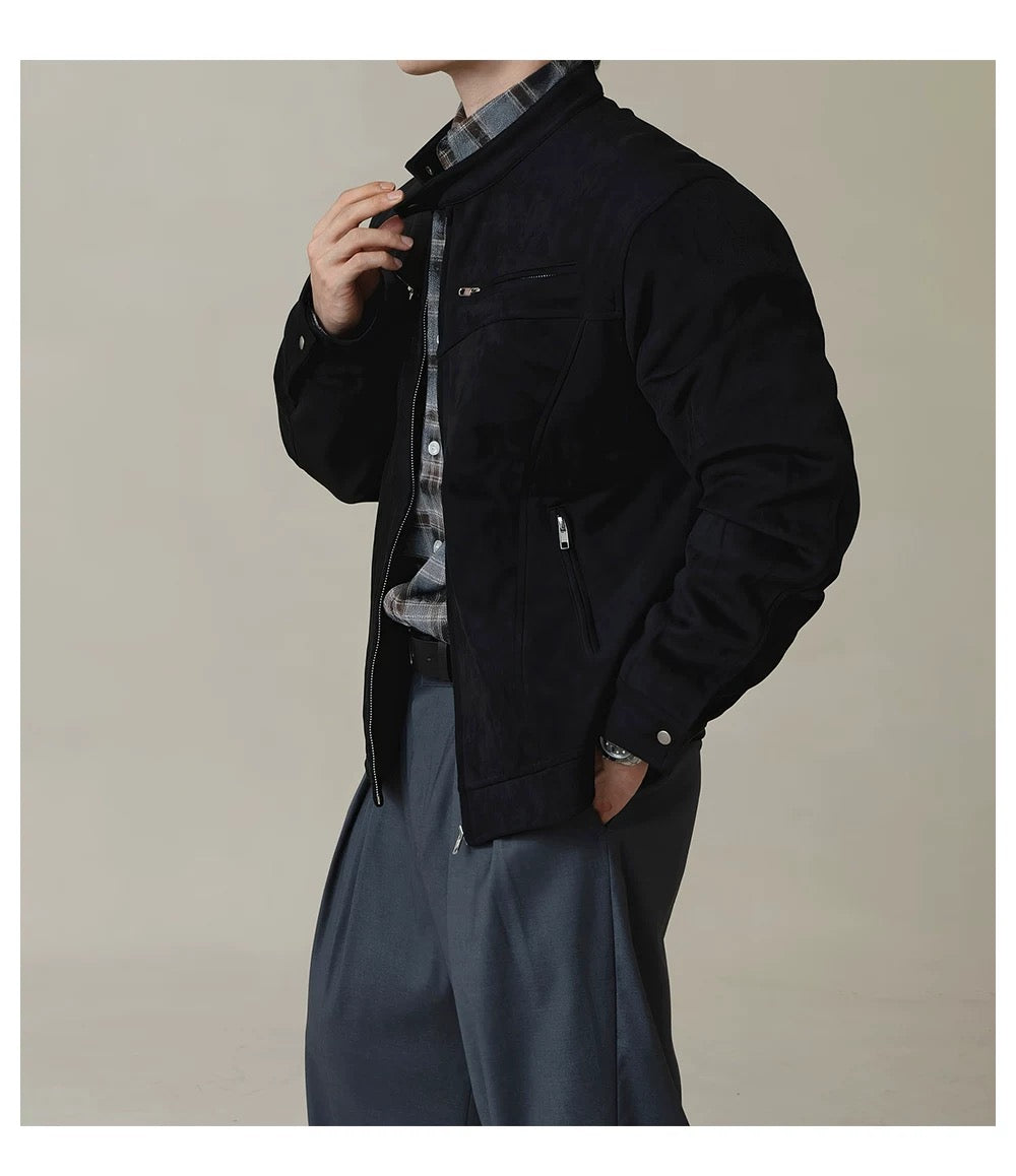 American Stand Collar Jacket – Vintage Streetwear Short Coat for Men FE0340
