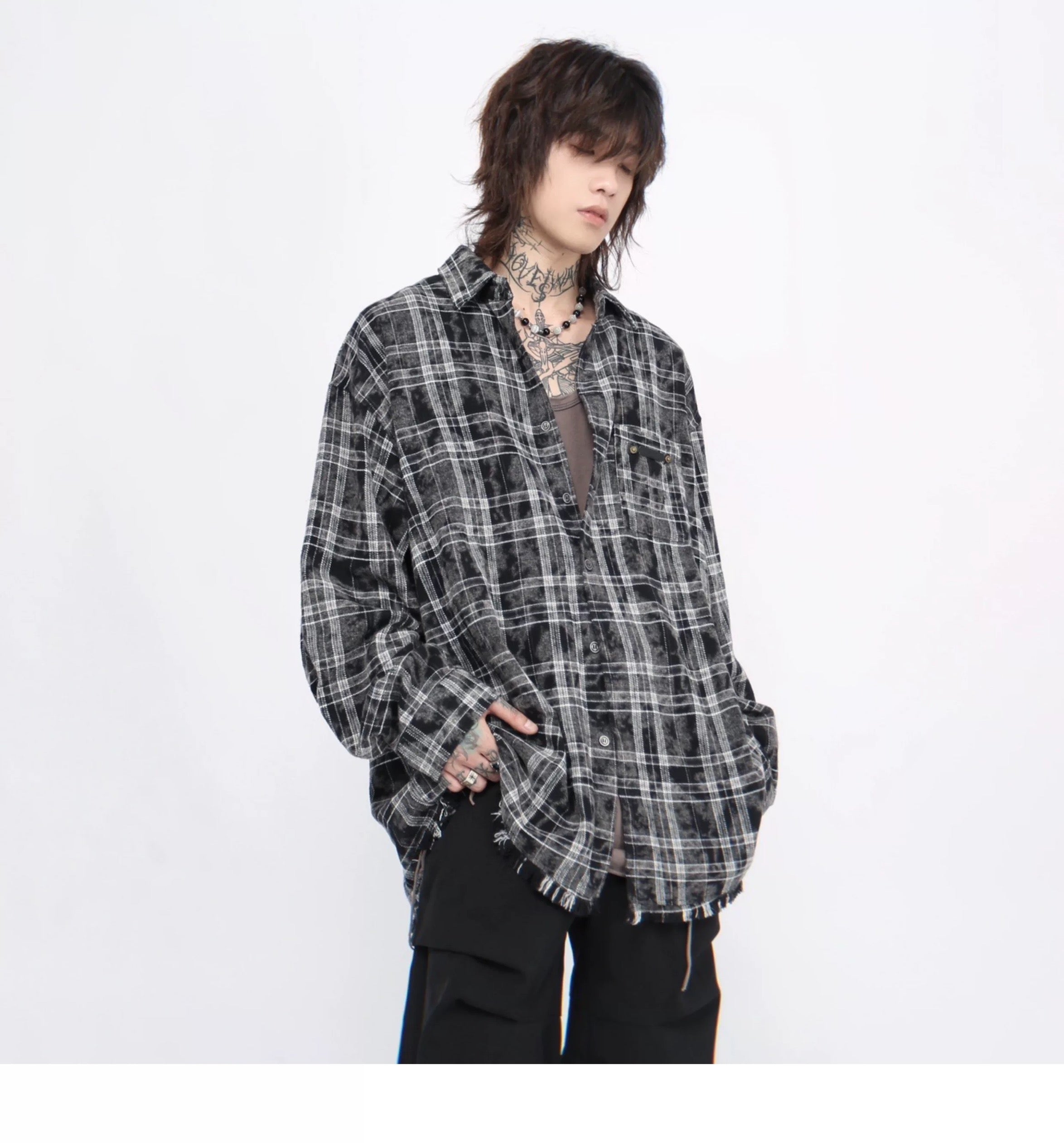 Men’s Plaid Overshirt Jacket – American Casual Vintage Streetwear Outerwear FE0298
