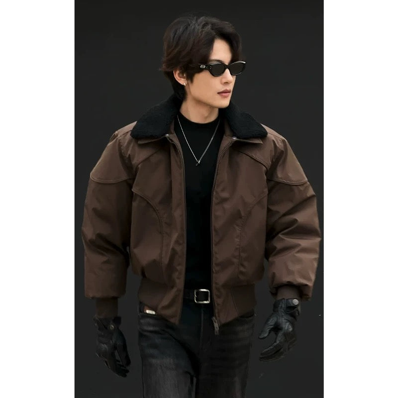 Men’s Short Retro Jacket with Removable Collar FE0076
