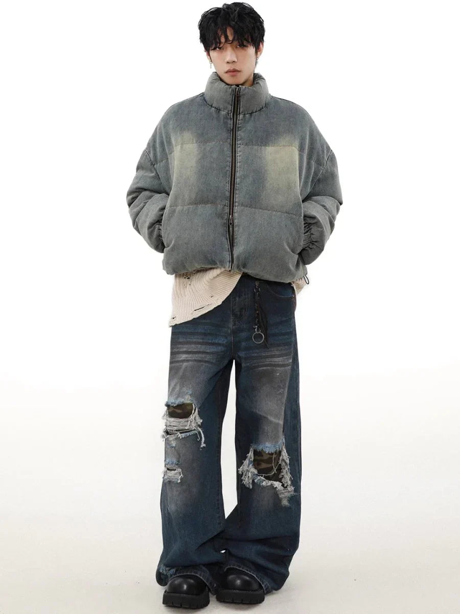 WASHED DENIM DOWN JACKET FE0124