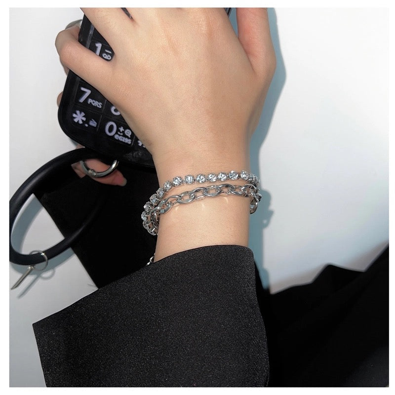 Men’s Iced-Out Diamond Bracelet | Minimalist Luxury Hip Hop Jewelry with Full Rhinestone Design FA068