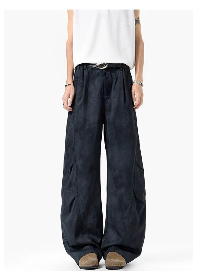 Wrinkled Washed Cargo Pants – American Vintage Dirty Dye Workwear Trousers FE0060