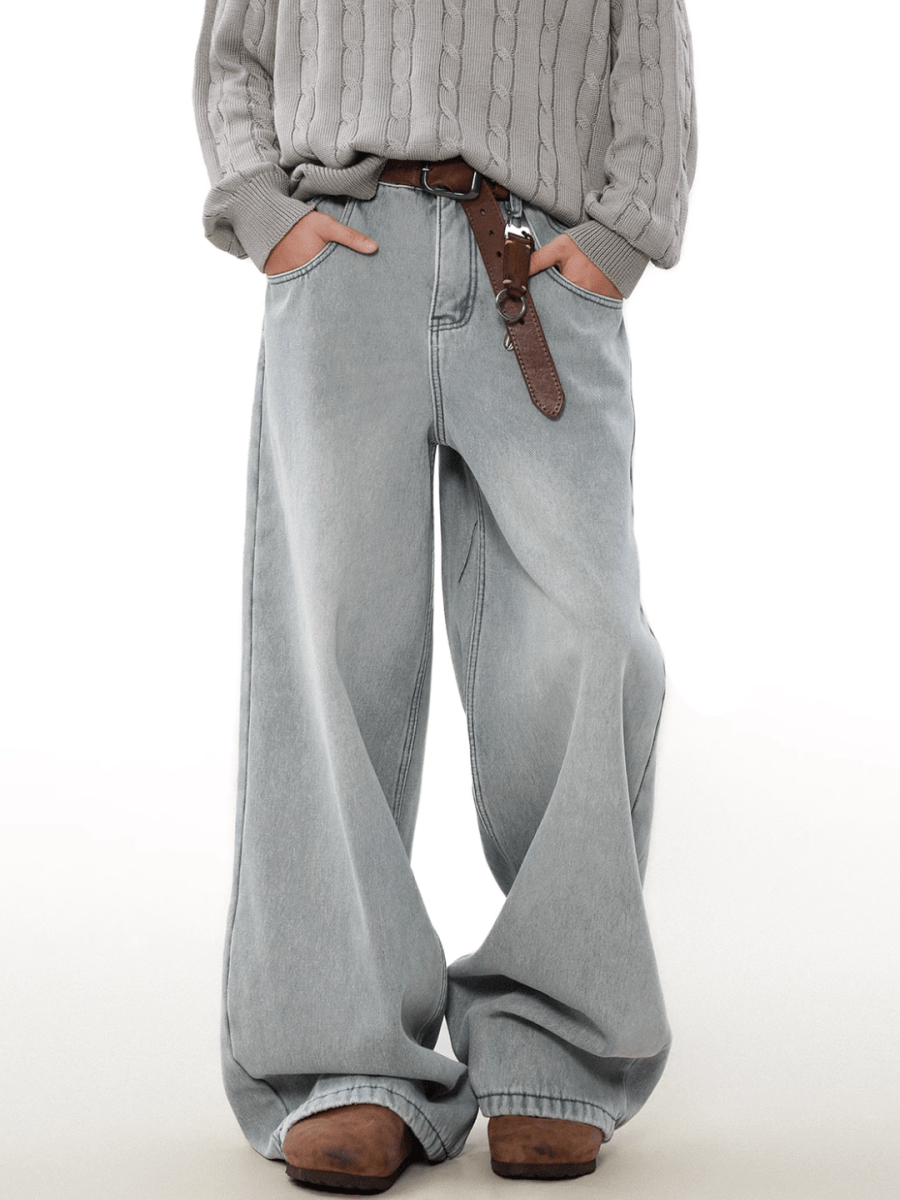 loose straight washed jeans FE0442