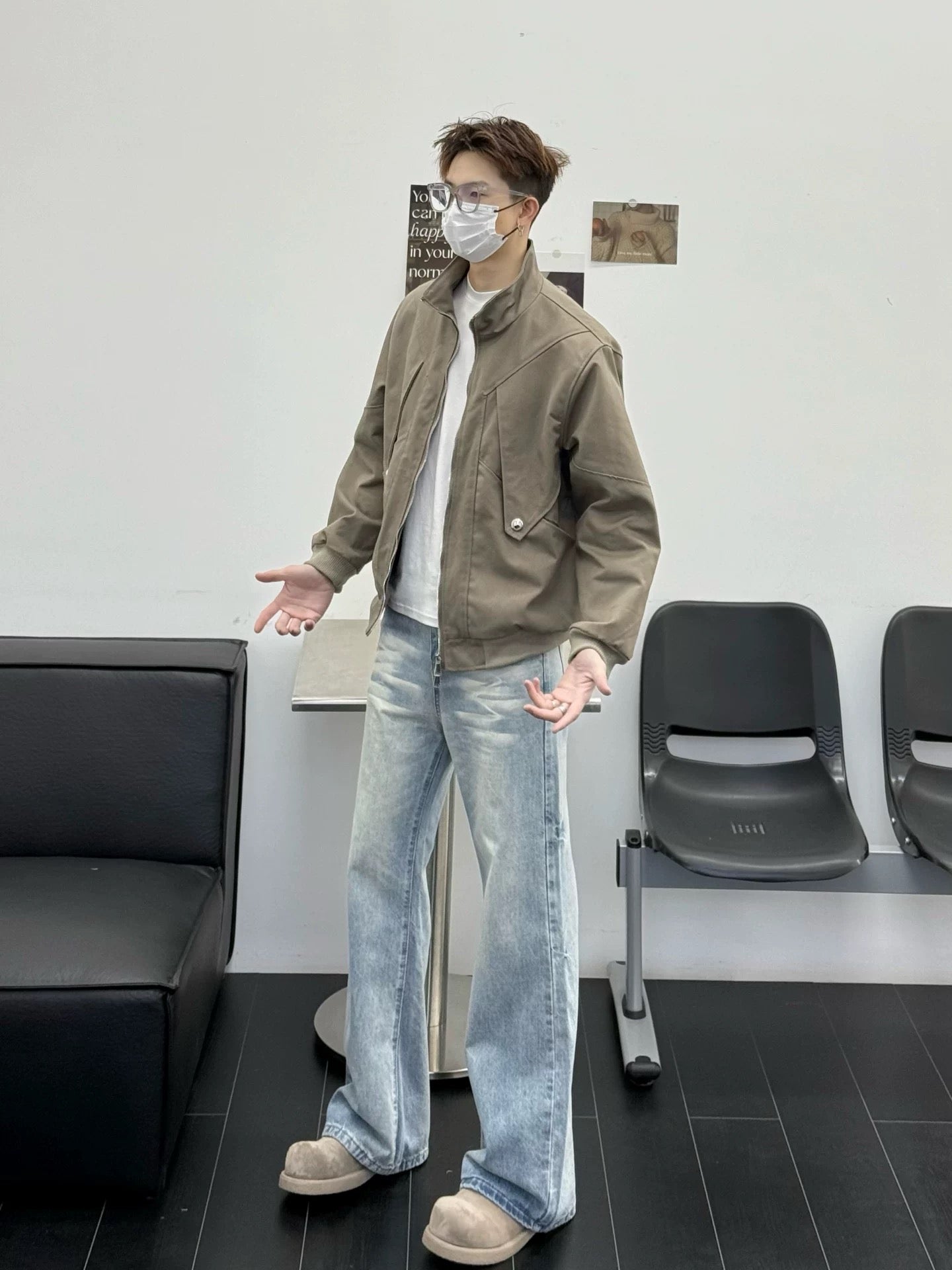Men’s Stand Collar Jacket – Minimal Clean Fit Streetwear Outerwear FE0048