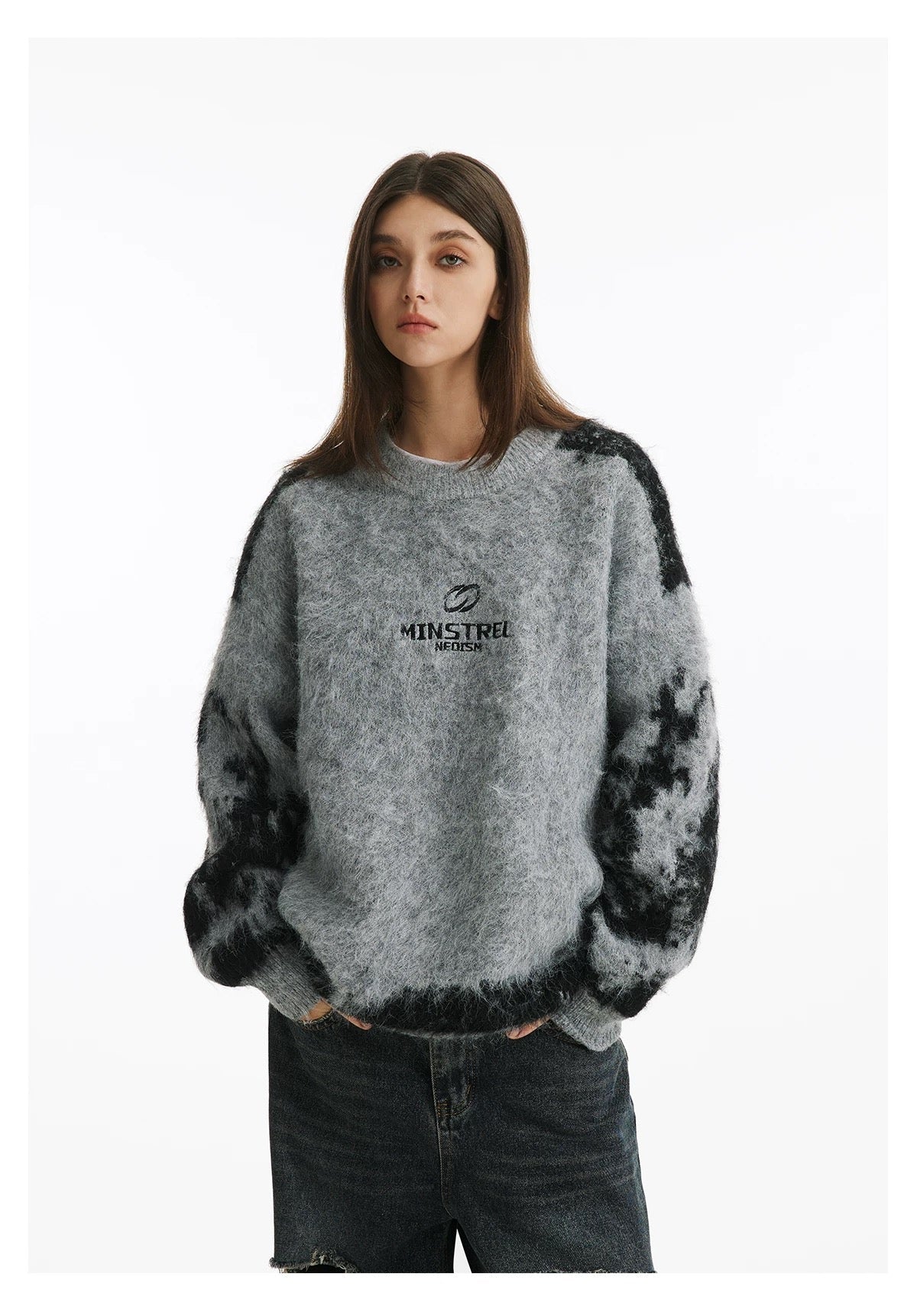 Men’s Vintage Color-Block Letter Sweater – Retro American Crewneck Knitwear FE0057