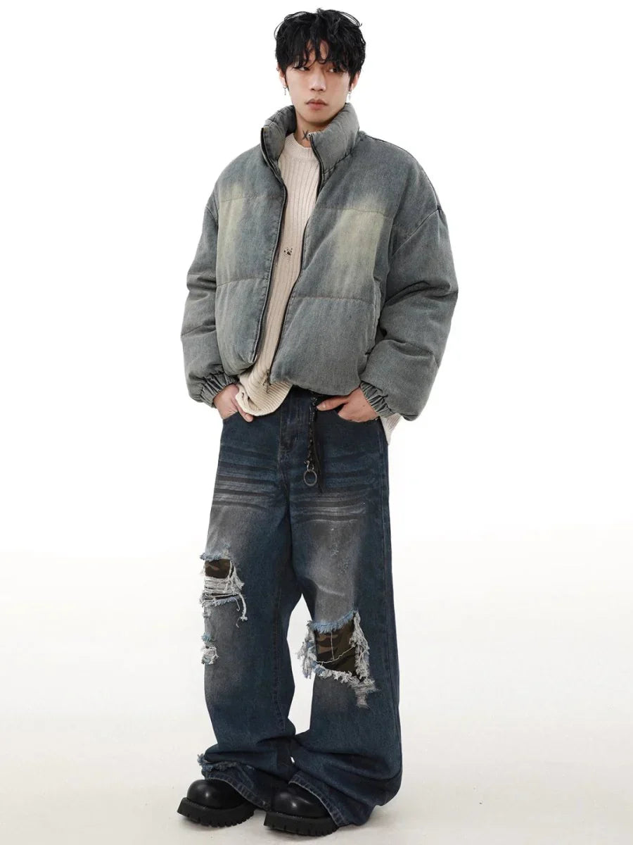 WASHED DENIM DOWN JACKET FE0124