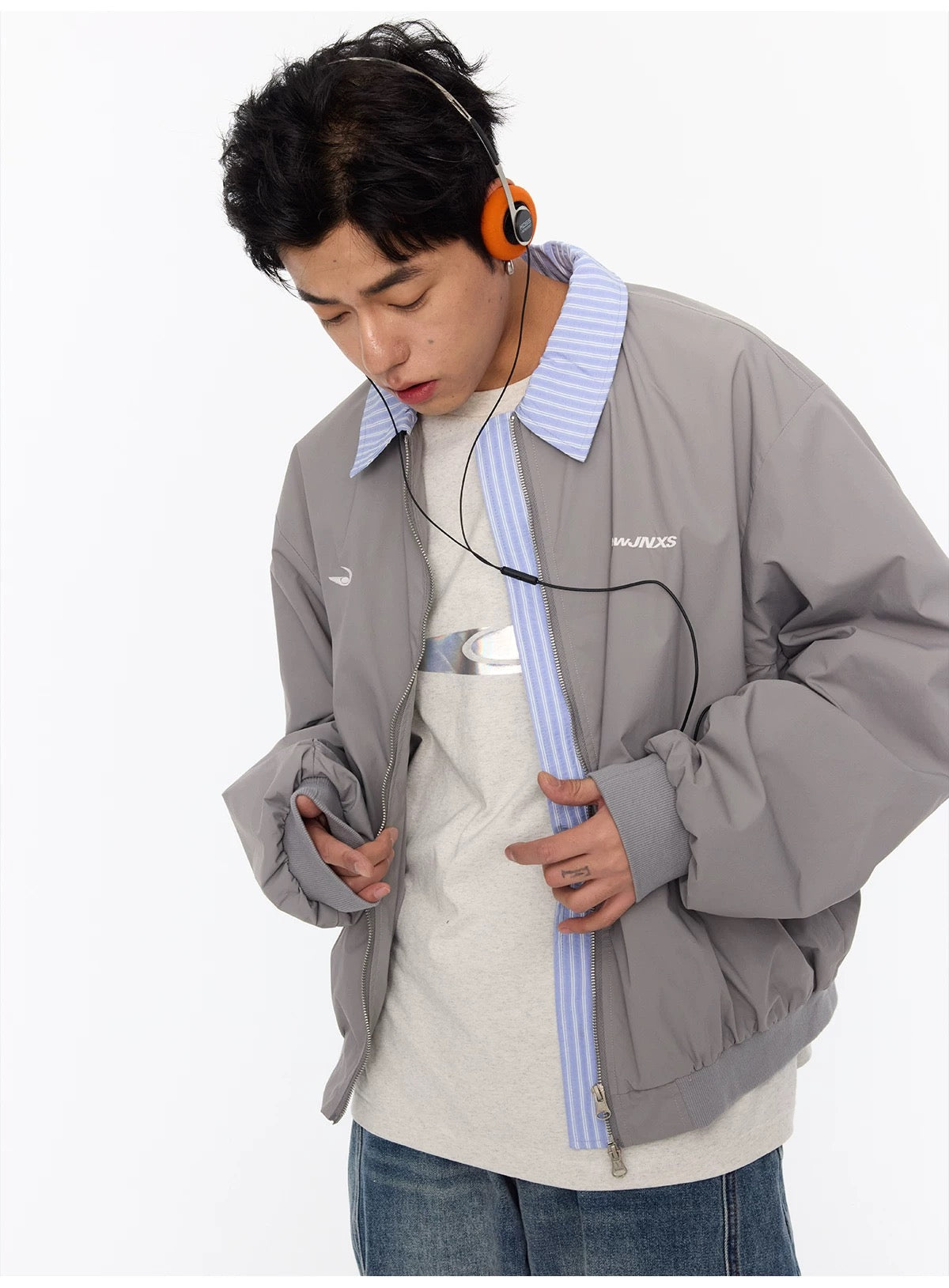 Men’s Vintage Embroidered Layered Baseball Jacket – Retro Streetwear Bomber Coat FE0017