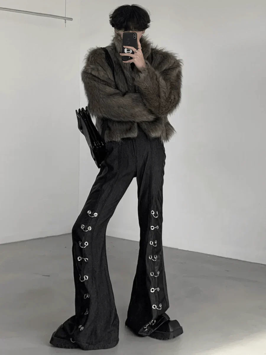 LONG HAIRY SHORT SECTION FAUX FUR COAT FE0459