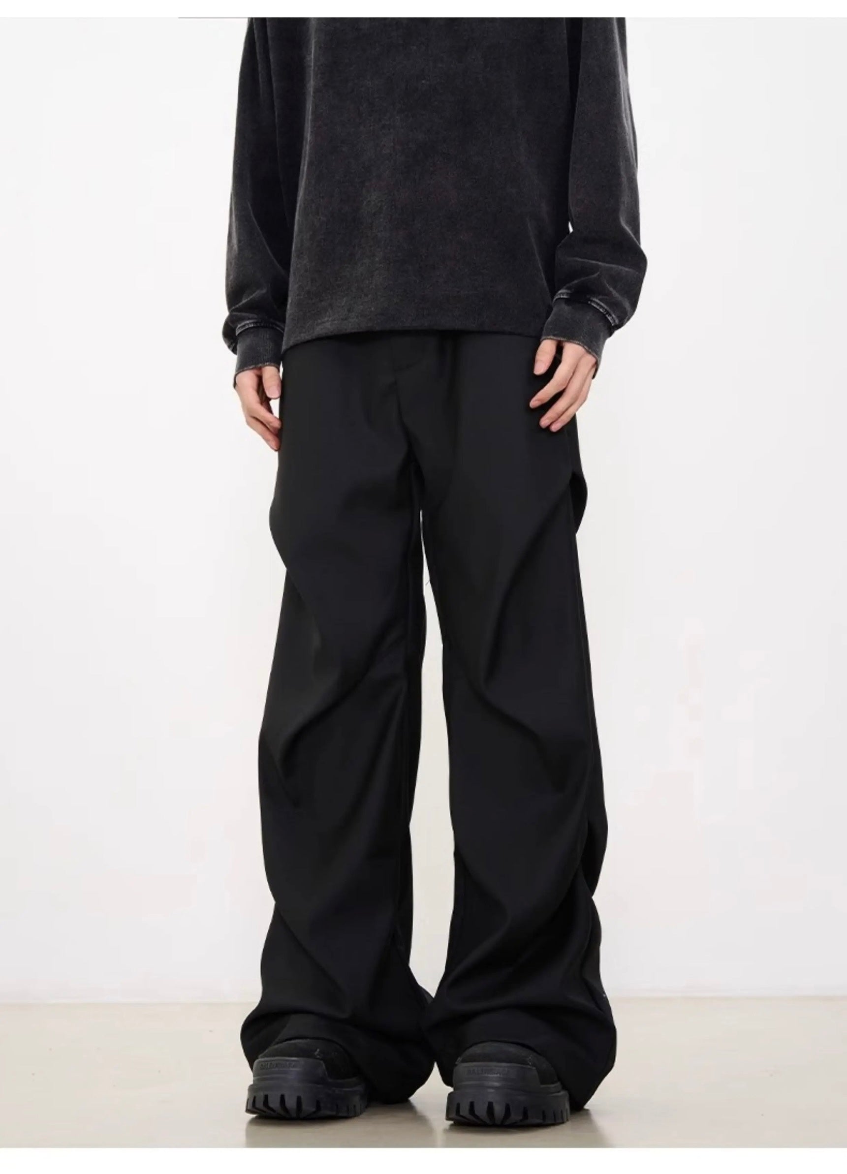 Men’s Pleated Dress Pants – Vintage American Loose Straight Trousers FE0338