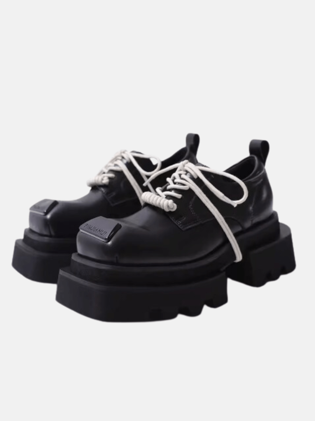 leather square head lace-up Derby shoes S034