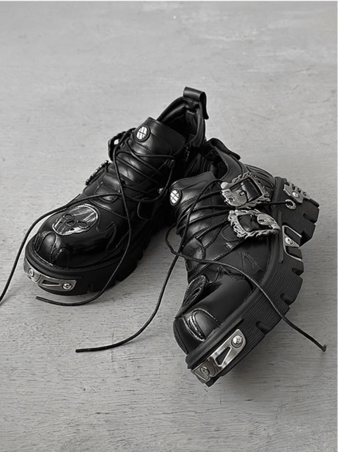 Punk Metal Leather Shoes S036