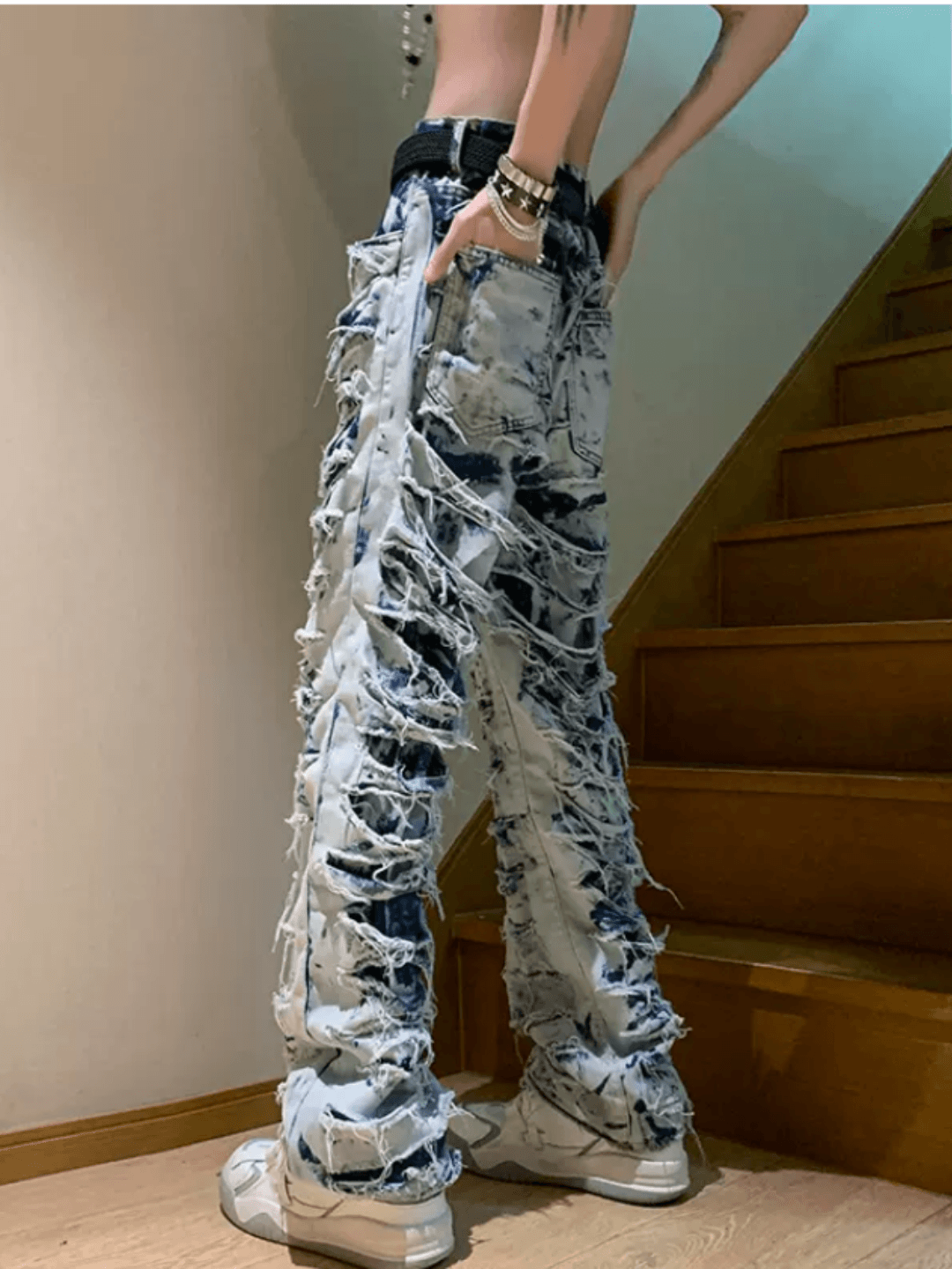 High street damage denim pants FE0426