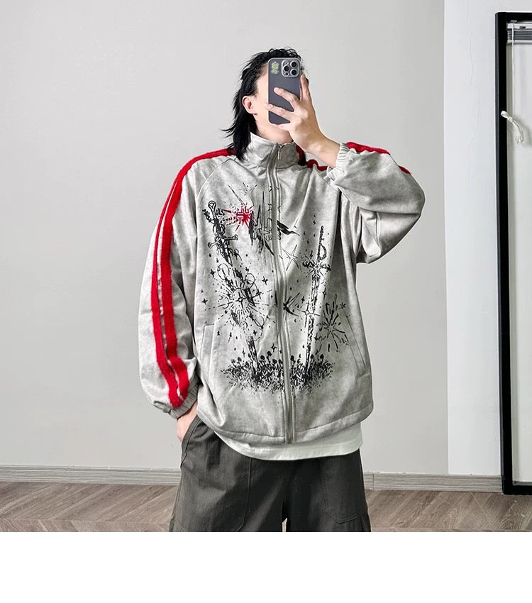 Men’s Printed Color-Block Fleece Jacket FE0333