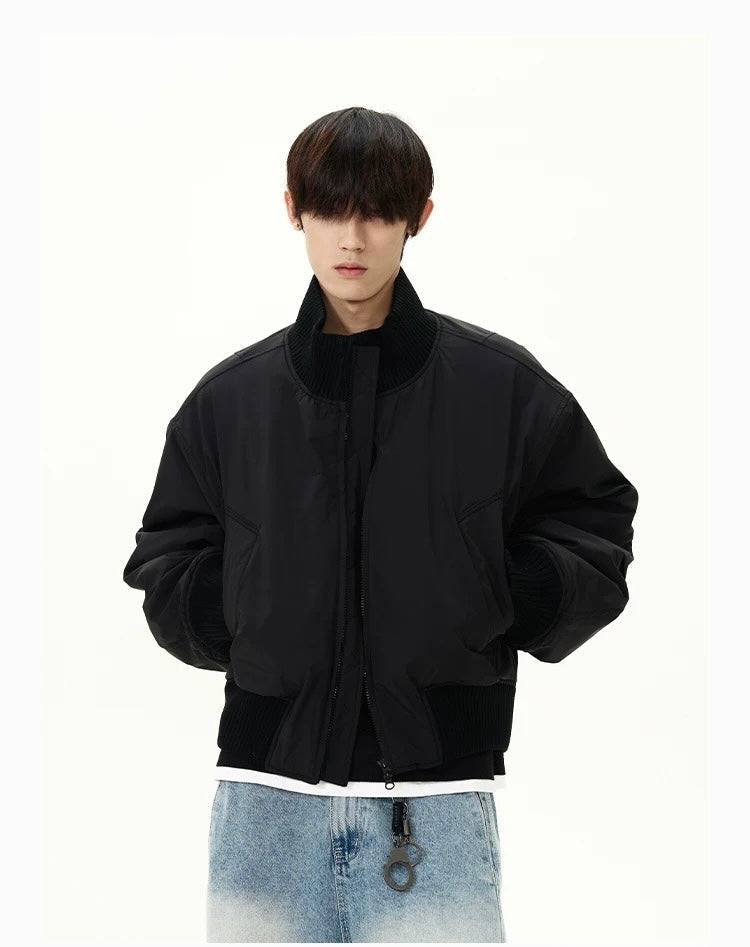 Men’s Short Padded Bomber Jacket – American Retro Street Winter Coat FE0312