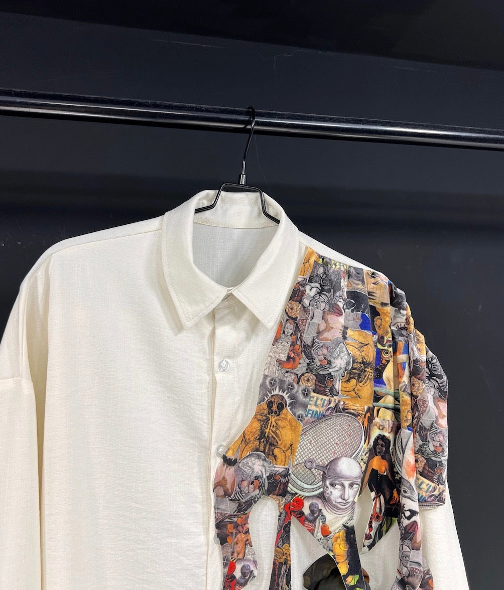 Men’s Original Design Loose Linen Shirt White Lightweight Long Sleeve Casual Base Top FE0281